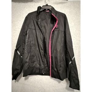 T-Mobile Jacket Mens Large Black Windbreaker Full Zip Reflective Logo Workwear